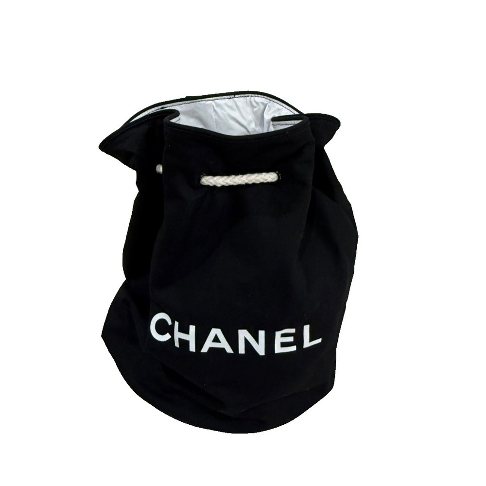 Vintage Chanel Parfum Promo Drawstring Backpack Bag Beach Pool Lined Cooler Bag - Picture 7 of 8